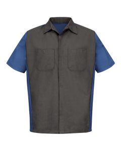 VFISY20CR-SS-XXL image(0) - Workwear Outfitters Men's Short Sleeve Two-Tone Crew Shirt Charcoal/Royal Blue, XXL