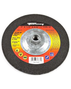 Forney Industries Grinding Wheel, Metal, Type 27, 7 in x 1/4 in x 5/8 in-11