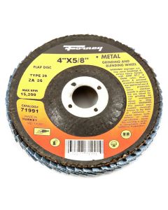 FOR71991 image(0) - Forney Industries Flap Disc, Type 29, 4 in x 5/8 in, ZA36