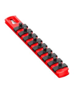 ERN8410M image(0) - Ernst Mfg. 8&rdquo; Magnetic Socket Organizer with 9 Socket Clips - Red - 1/4&rdquo;