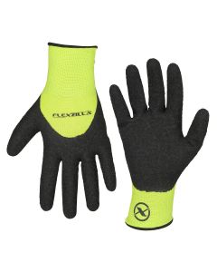 LEGGC241PL image(0) - Flexzilla&reg; Pro 3/4 Crinkle Latex Dip Gloves, Crinkle Latex Palm, Black/ZillaGreen&trade;, L