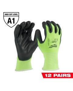 MLW48-73-8911B image(0) - 12 Pair High Visibility Cut Level 1 Polyurethane Dipped Gloves - M