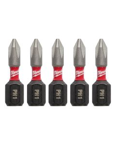 MLW48-32-4661 image(0) - Milwaukee Tool SHOCKWAVE Impact Phillips #1 Insert Bits (5 Pk)