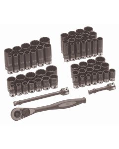 GRE81259CRD image(0) - Grey Pneumatic 3/8" Dr. 59pc Fract. & Metric Duo-Socket Set - 12