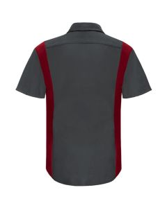 VFISY42CF-SS-M image(0) - Workwear Outfitters Men's Short Sleeve Perform Plus Shop Shirt w/ Oilblok Tech Charcoal/ Red, Medium