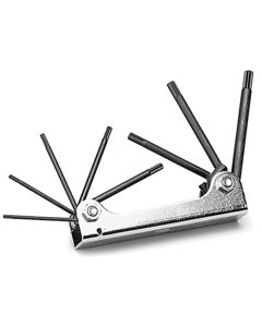 WLMW1317 image(0) - Wilmar Corp. / Performance Tool 8 Pc Folding Star Bit Set ChrV