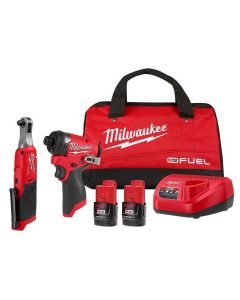 MLW3453-22HSR image(0) - Milwaukee Tool M12 FUEL 1/4" Hex Impact Driver Kit w/ 3/8" High Speed Ratchet