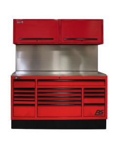 HOMRDCTS72001 image(0) - 72 in. CTS Centralized Tool Storage with Solid Back Splash Set, Red