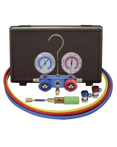 MSC89661-UV image(0) - Automotive R134a 2-Way Manifold Gauge Set with Mini Dye Injector and Manual Couplers