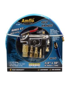 AMF14-50K image(0) - Poly Air Hose 50' x 1/4" with Bonus 9 Piece Kit