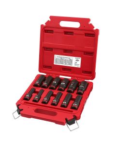 MLW49-66-7011 image(0) - Milwaukee Tool 12PCSHOCKWAVE Impact Duty 1/2" Drive SAE Deep 6 Point Socket Set