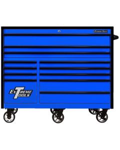 EXTRX552512RCBLBK-X image(0) - Extreme Tools Extreme Tools RX Series Professional 55"W x 25"D 12 Drawer Roller Cabinet 150 lbs slides Blue, Black Drawer Pulls