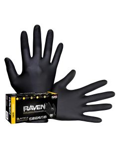 SAS66517 image(0) - Raven Black 7mil PF Nitrile Gloves, Medium (pk of 100)
