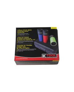 KTI33303 image(4) - K Tool International Protective Wheel Socket Set 3 Pc 1/2" Dr Spline