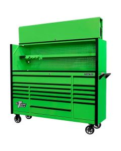 EXTDX7218HRGK image(0) - Extreme Tools DX 72" Hutch & 17 Drawer Roller Cabinet Combo, Green