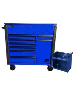 HOMBL06044080 image(0) - 44" 8-Drawer Service Cart w/Power Tool Holder Drawer- Blue