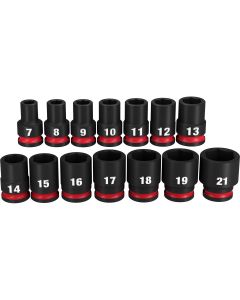 MLW49-66-7007 image(0) - Milwaukee Tool 14PC SHOCKWAVE Impact Duty  3/8" Drive Metric Standard 6 Point Socket Set