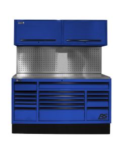 HOMBLCTS72002 image(0) - Homak Manufacturing 72 in. CTS Centralized Tool Storage with Tool Board Back Splash Set, Blue