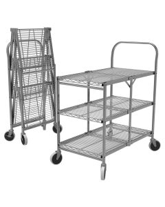 LUXWSCC-3 image(0) - Luxor Three-Shelf Collapsible Wire Utility Cart