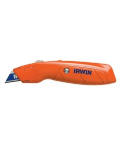IRW2082300 image(0) - Retractable Box Utility Knife; Includes 3 Blades; Blade Storage; Hi-Visibility Orange