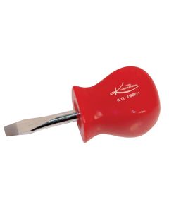 KTI19801 image(1) - K Tool International Stubby Slotted Screwdriver with Red Square Handle