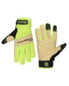 LEGGH460PM image(0) - Flexzilla&reg; Pro High Dexterity Water-Resistant Hybrid Grain Leather Gloves, Natural/Black/ZillaGreen&trade;, M