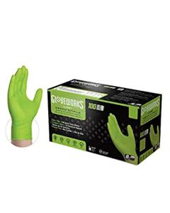 AMXGWGN46100 image(0) - Ammex Corporation Gloveworks HD Green Nitrile Diamond Grip Large