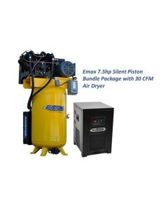 EMXESP07V080V3PK image(0) - EMAX EMAX Silent Industrial Plus 7.5 HP 3 Phase 2-Stage 80 gal.  Compressor with 30 CFM Dryer Bundle-With Pressure Lube Pump