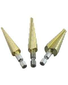 KTI71233 image(0) - K Tool International Step Drill Bits 3 Piece Set