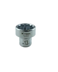 KTI20613 image(0) - K Tool International Spline Socket 1/4 in. Dr 13 mm