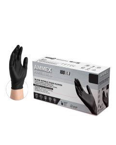 AMXABNPF44100 image(0) - Ammex Corporation AMMEX Black Nitrile PF Exam Gloves, Medium