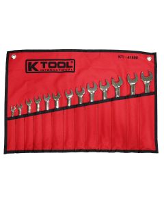 KTI41800 image(0) - K Tool International Wrench Set Combination 13 Piece Hi Polish Metric