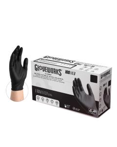 AMXGWBEN49100 image(1) - Ammex Corporation Gloveworks Black Nitrile PF Exam XXL Gloves