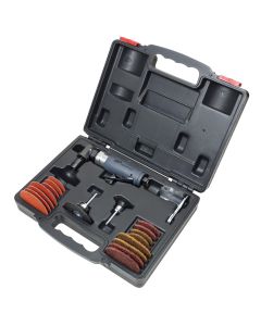 IRT302BK image(0) - Ingersoll Rand Right Angle Air Die Grinder Kit, 1/4" Collet, Burr, 20000 RPM, Rear Exhaust, 0.33 HP, Includes Variety of 2&rdquo; and 3&rdquo; Backing Pads, Sanding Disks, Polishing Disks and Case