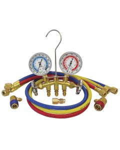 MSC66773 image(1) - Mastercool GUAGE SET DUAL BRASS 72" HOSES