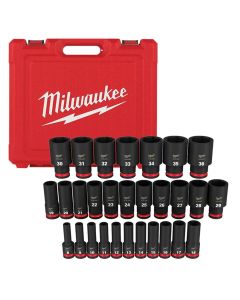 MLW49-66-7015 image(0) - Milwaukee Tool 29PC SHOCKWAVE Impact Duty 1/2" Drive Metric Deep 6 Point Socket Set