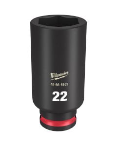 MLW49-66-6163 image(0) - Milwaukee Tool SHOCKWAVE Impact Duty  3/8"Drive 22MM Deep 6 Point Socket