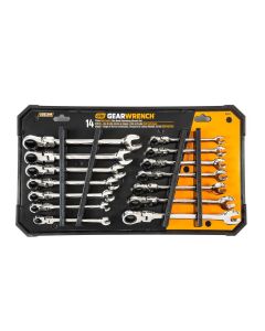 KDT85141 image(0) - GearWrench 14 PIECE SAE METRIC FLEX-HEAD COMBI RATCHE