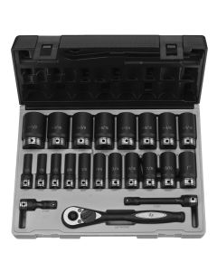 GRE82622D image(0) - Grey Pneumatic 1/2" Dr. 22pc Fractional Deep Duo-Socket Set - 6 P