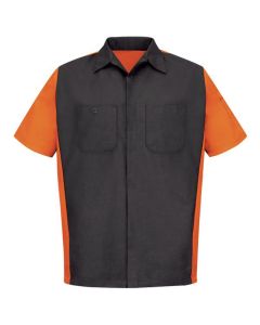 VFISY20CO-SS-3XL image(0) - Workwear Outfitters Men's Short Sleeve Two-Tone Crew Shirt Charcoal/Orange, 3XL