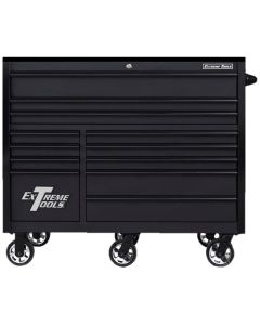 EXTRX552512RCMBBK-X image(0) - Extreme Tools Extreme Tools RX Series Professional 55"W x 25"D 12 Drawer Roller Cabinet 150 lbs slides Matte Black, Black Drawer Pulls