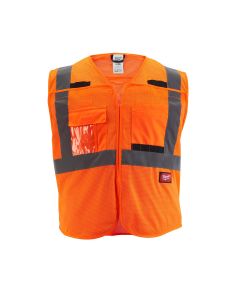 MLW48-73-5128 image(0) - Class 2 Breakaway High Visibility Orange Mesh Safety Vest - 4XL/5XL