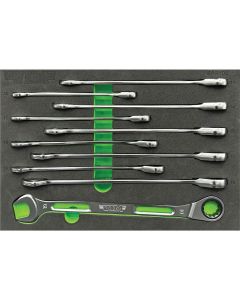 VIMSAR100 image(1) - VIM Tools 10 Piece Slim Angled Ratcheting Wrench Set