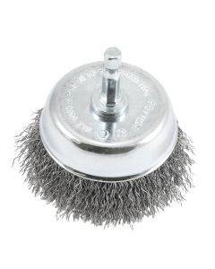 Forney Industries Cup Brush, Crimped, 3 in x .012 x 1/4 in Hex Shank