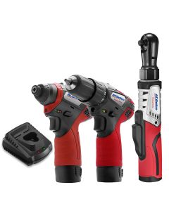 ACDARW12103-K11 image(0) - ACDelco ACDelco G12 Series 12V Cordless Li-ion �?" Impact Driver, 3/8" Drill Driver & Brushless Ratchet Wrench Combo Tool Kit with 2 Batteries
