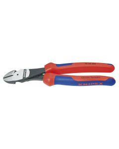KNP7422200 image(0) - KNIPEX 8" HIGH LEVERAGE ANGLED DIAGONAL CUTTERS-COMFORT G