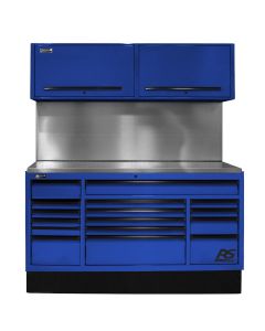 HOMBLCTS72001 image(0) - 72 in. CTS Centralized Tool Storage with Solid Back Splash Set, Blue