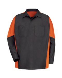 VFISY10CO-RG-3XL image(0) - Workwear Outfitters Men's Long Sleeve Two-Tone Crew Shirt Charcoal/Orange, 3XL