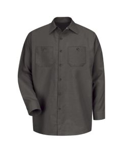 VFISP14CH-RG-S image(0) - Workwear Outfitters Men's Long Sleeve Indust. Work Shirt Charcoal, Small