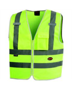 SRWV1025160U-S image(0) - Pioneer Pioneer - Multi-Pocket Safety Vest - Hi-Vis Yellow/Green - Size Small